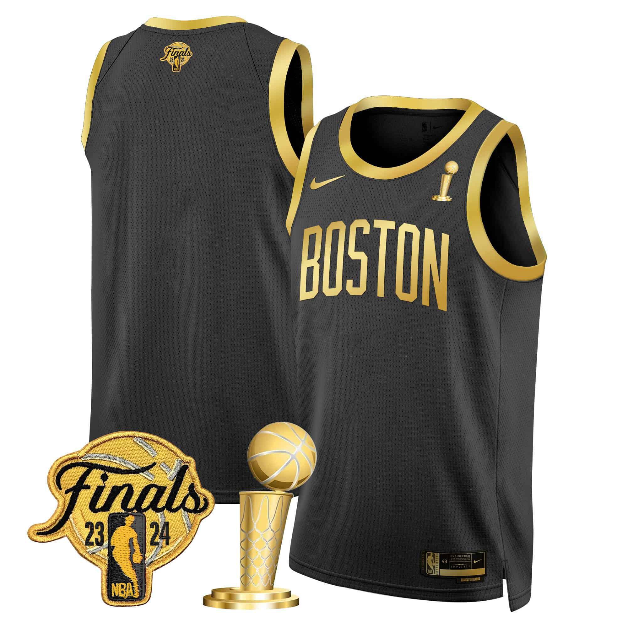Men Boston Celtics Blank Black 2024 Nike Final & Champions Patch Swingman NBA Jersey->boston celtics->NBA Jersey